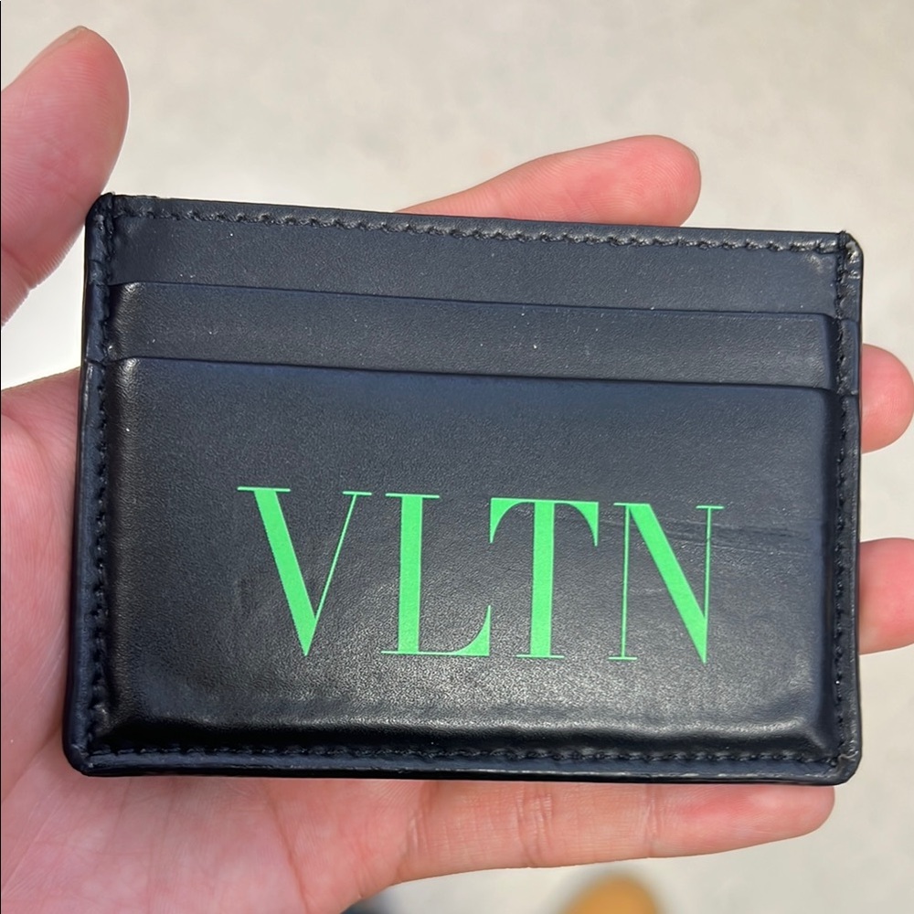 Valentino Black and Green Key Holder with Leather Finish